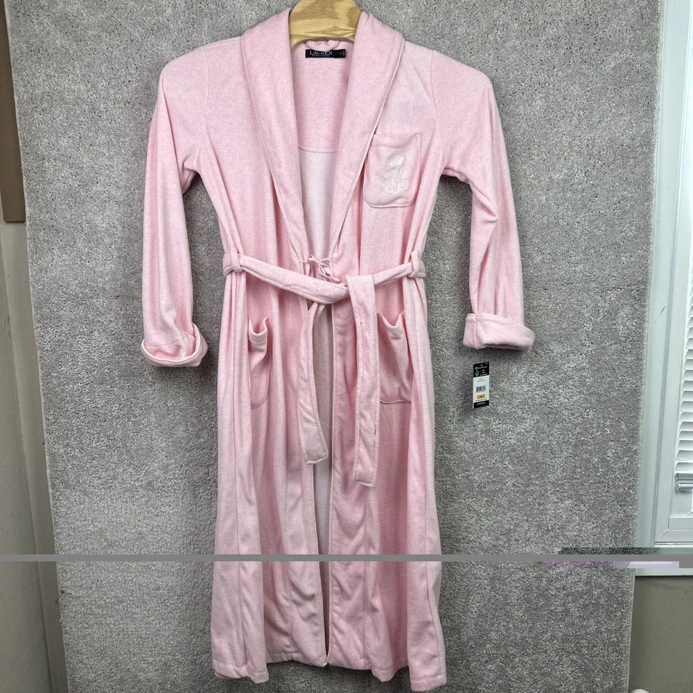 Lauren Ralph Lauren Recycled Poly Dalton Women's Fleece Pink Robe Size Small